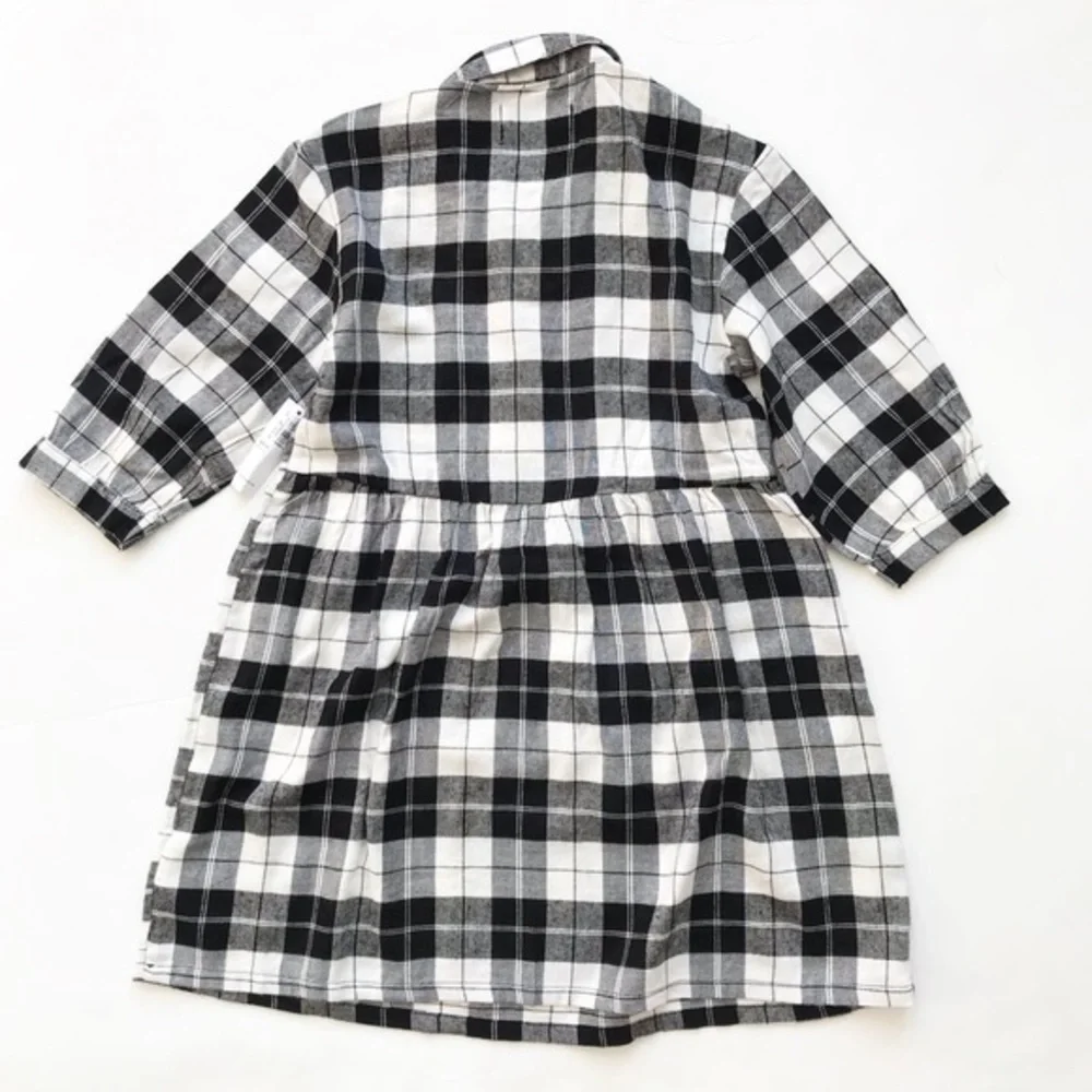 Old Navy NWT black/white plaid shirt dress S(6/7Y)